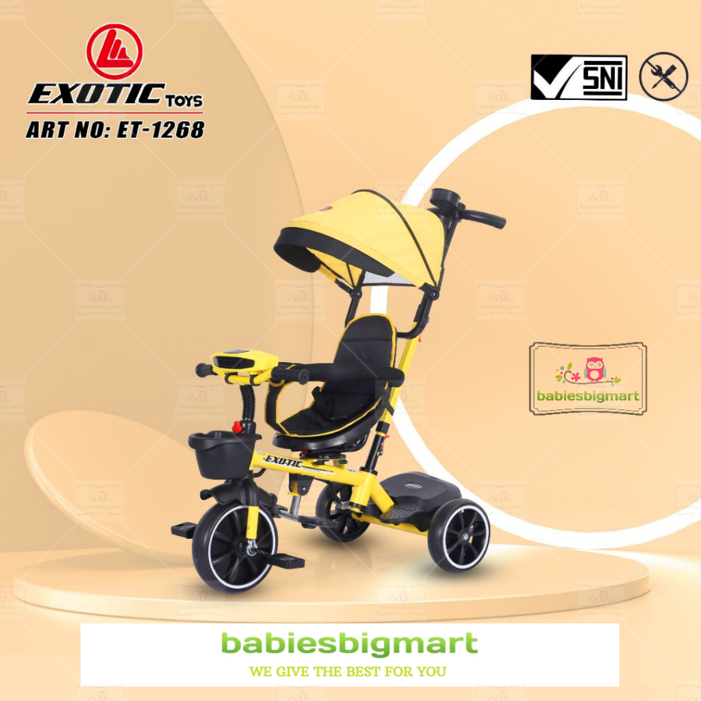 SEPEDA ANAK RODA 3 TIGA TRICYCLE EXOTIC ET 1268 MUSIC LAMPU KURSI PUTAR