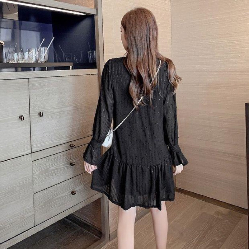 DRESS CUTE TERUSAN WANITA LENGAN PANJANG IMPORT PITA MX577