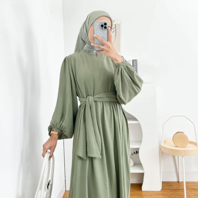 ALKS. HUSNA DRESS GAMIS CRINKLE WANITA MUSLIMAH / TERLARIS GAMIS MURAH WANITA / GAMIS BEST SELLER / 