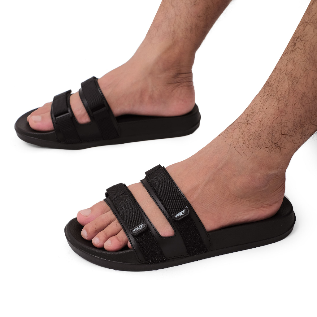 Sandal Pria Casual Slop Trendi Hangout Santai Sandal Slide Cowok Original Arf x Urbancasual Zc Black