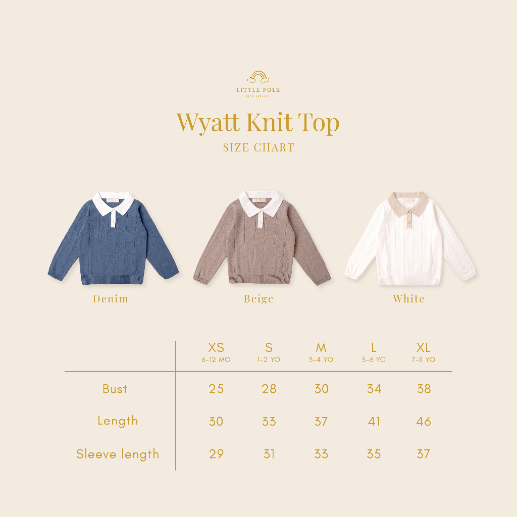 Little Folk Wyatt Knit Top - Sweater Rajut Anak Baju Kerah Lengan Panjang Preppy Outerwear Anak Sweater Knit Top Premium Cotton Knit