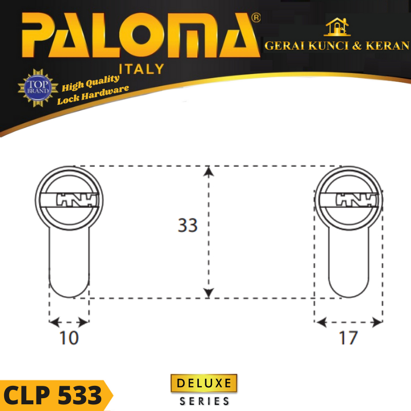 Double Cylinder PALOMA CLP 533 DELUXE DC-CK 70MM  Computer Key SB KUNCI PINTU