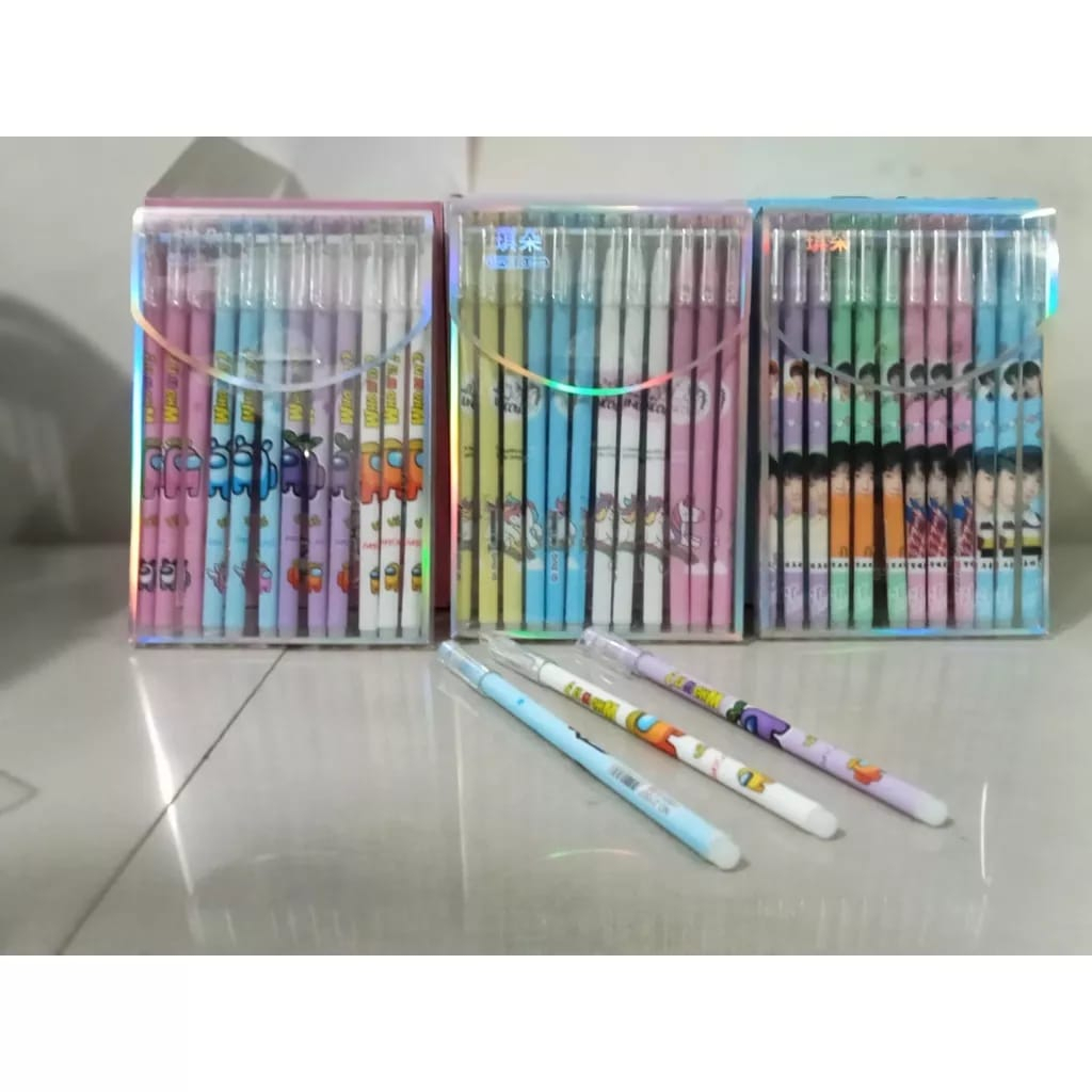 ( JI ) 1 Lusin Pulpen gel motif lucu bisa hapus / pulpen bisa dihapus non box tinta