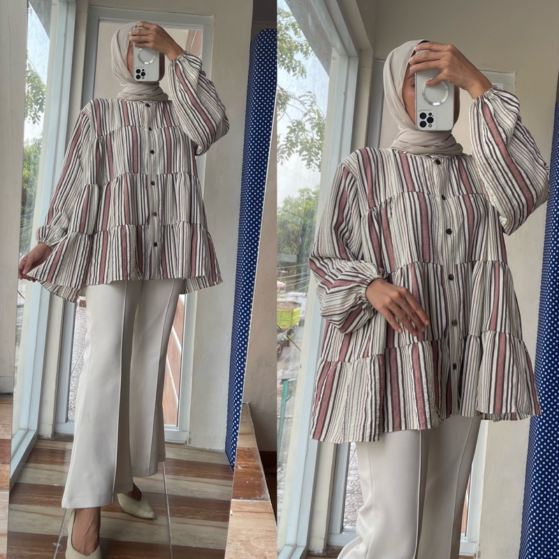 ATASAN/KAMEJA BLOUSE SYEILA UMPAK JUMBO CRINKEL MOTIF SALUR