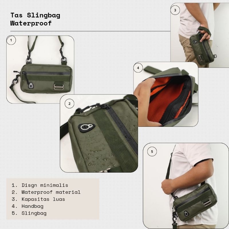 Tas Slingbag Waterproof Tas Water Resistant tas anti air tas pensil tas pria handbag tas army casual