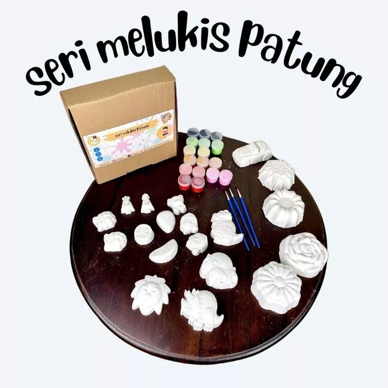 Set Melukis Gypsum Patung Lukis Painting Kit Acrylic Akrilik Mewarnai Patung Kado Anak