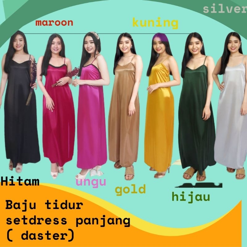 Baju tidur  wanita dewasa TANKTOP DRESS PANJANG glossy satin pakaian tidur busana wanita