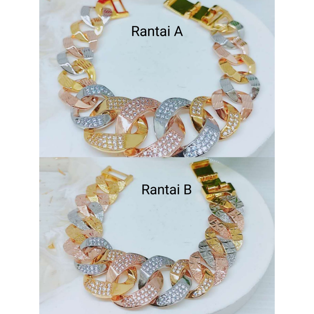 Gelang Xuping Rantai Kombinasi Mata Full Lapis Emas R065