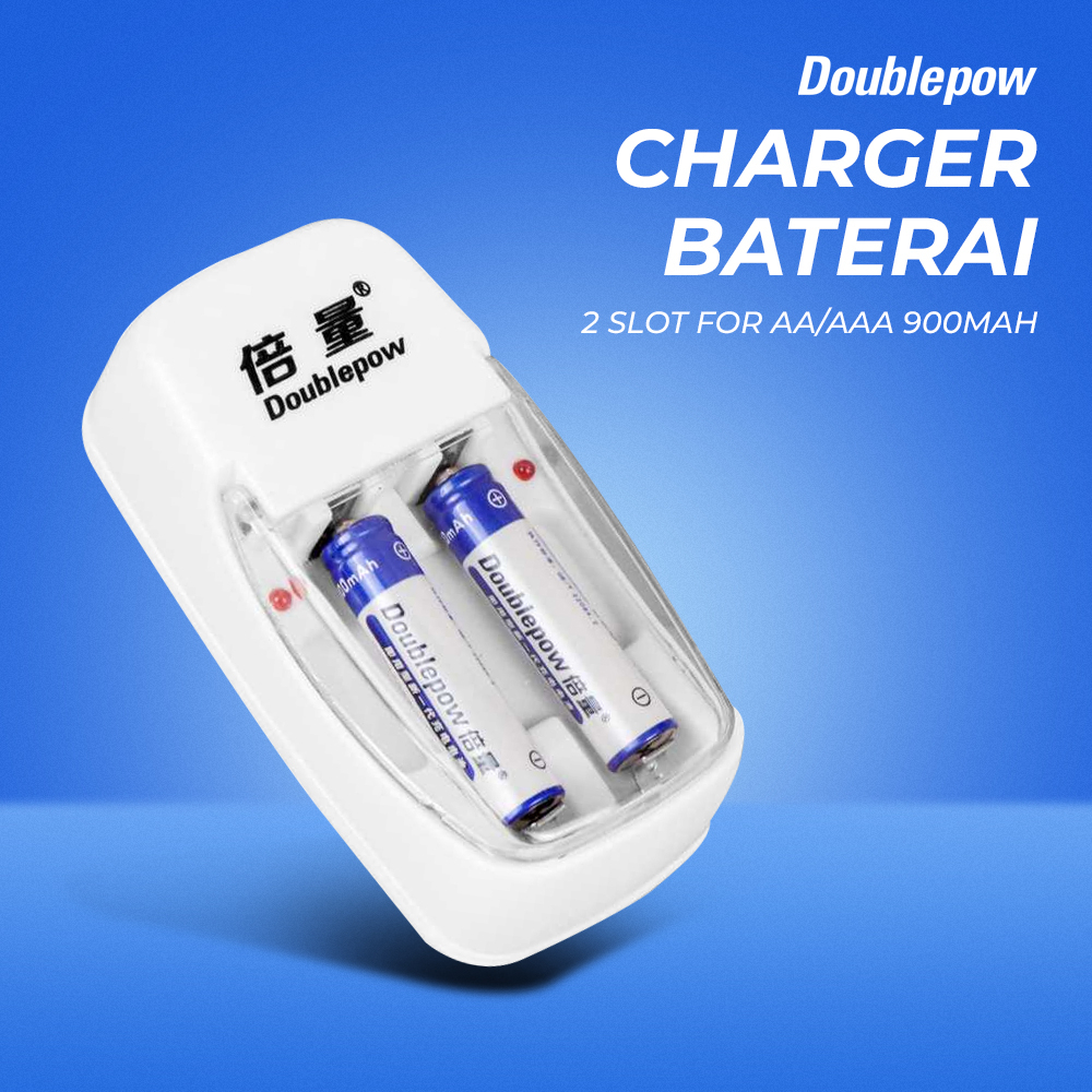 DOUBLEPOW Charger Baterai 2 slot AA/AAA with 2PCS AAA 900mAh - DP-B01