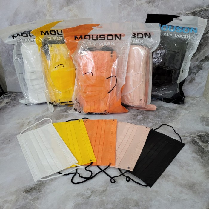 Masker 3ply Earloop 3 ply Mouson Warna Isi 50pcs/Pack