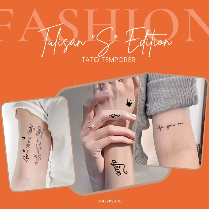Tatto temporer tulisan inggris /Temporary tattoo tulisan/STIKER TATO TAHAN AIR/Tatto kecil aesthetic