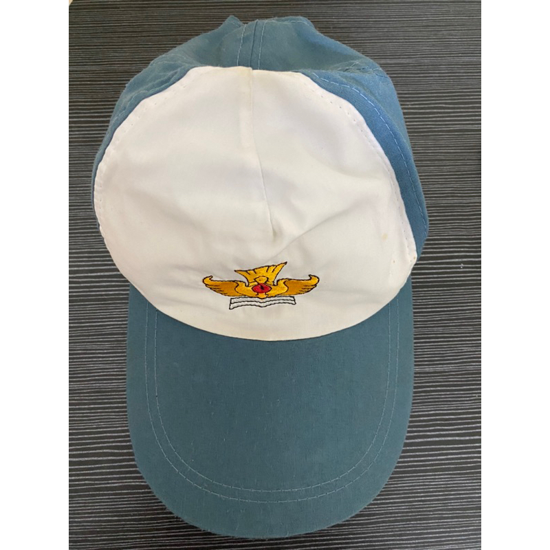 Topi SMA abu putih bordir bahan bagus preloved