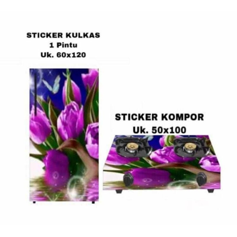 WALLPAPER STIKER KULKAS 1 PINTU DAN KOMPOR 2 TUNGKU