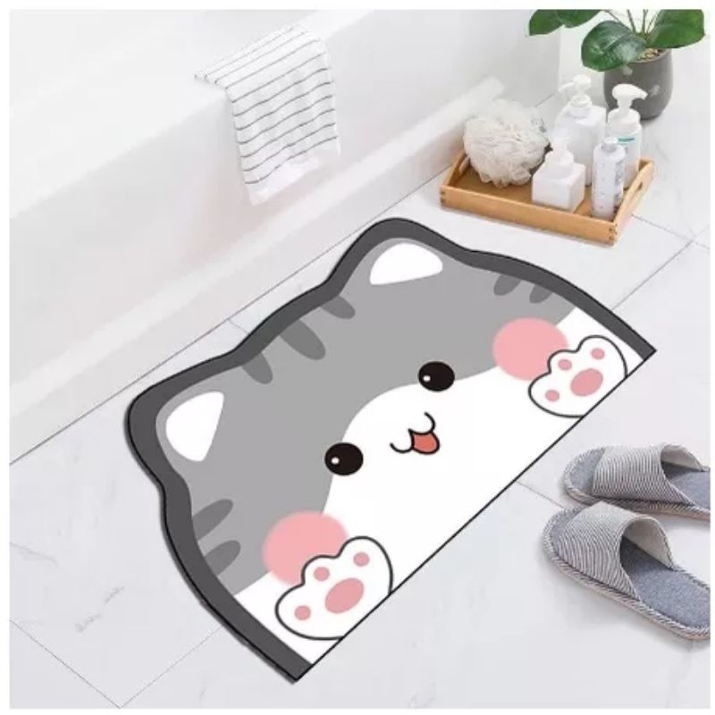 Keset KARAKTER ANIMAL Kamar Mandi Menyerap Air Ukuran 40cm x 60cm Keset Lantai Bahan Tufted Nylon Anti Licin Keset Lantai Aesthetic model Diatomite