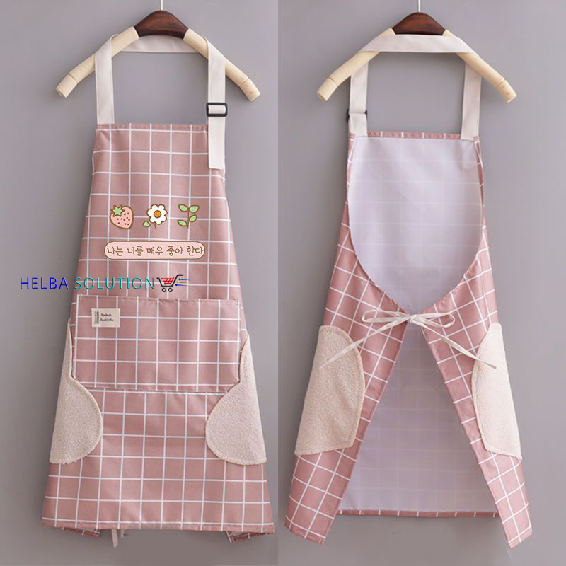 Celemek Masak Anti Air Apron Dapur Chef Barista Waiters Coffe Shop Motif Kotak Kotak Waterproof