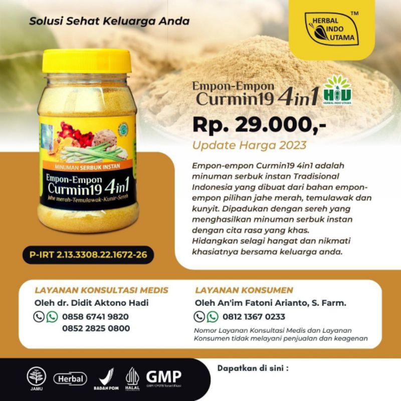 

Empon - Empon Curmin19 Minuman Jamu Serbuk Instant Kunyit Minuman Khas Indonesia