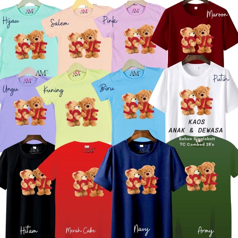 Kaos Anak Cowok 3-12 tahun - Remaja - Dewasa Jumbo BEARLOVE