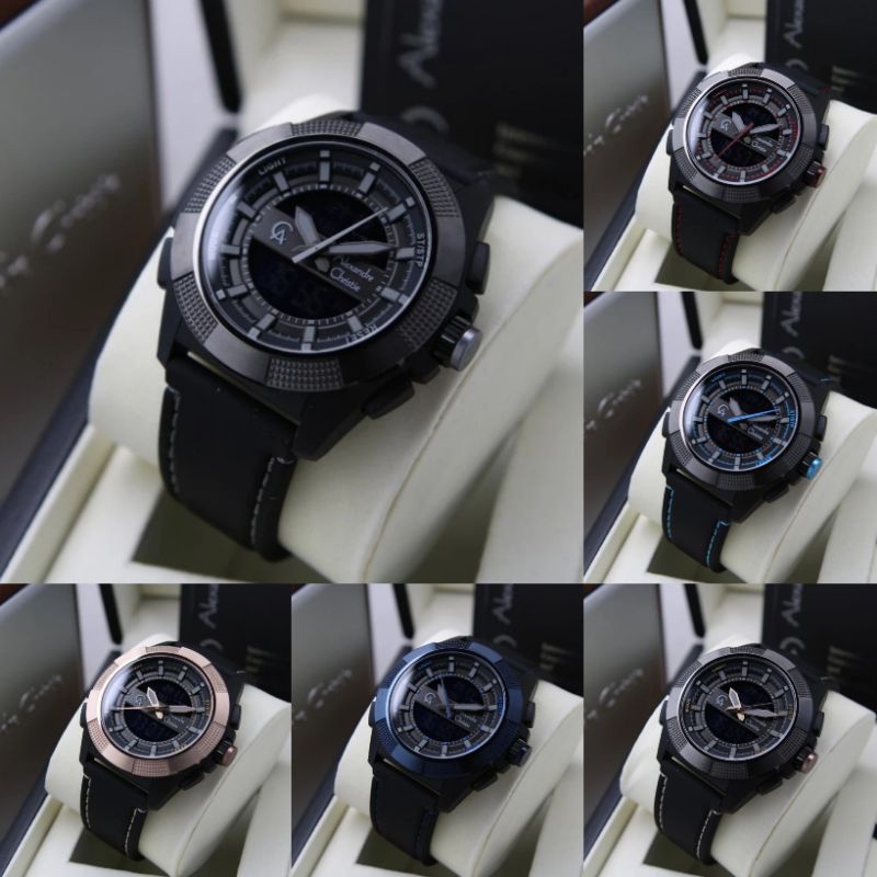 Jam Tangan Original Pria AC9374 Alexandre Christie AC 9374 / 9370 Digital Double Time - Tali Rubber