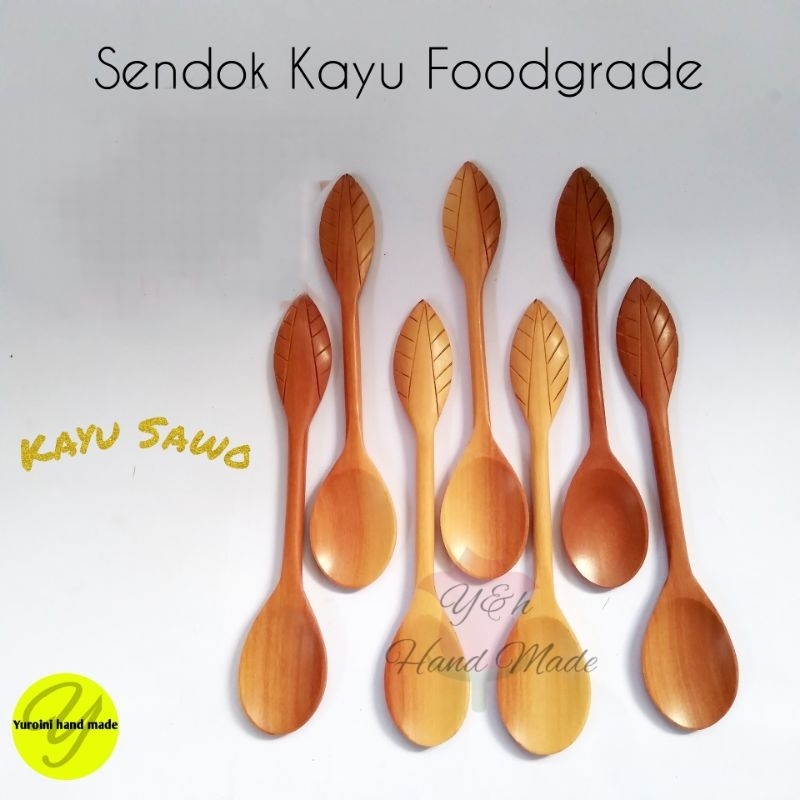 Sendok Kayu Madu Motif Daun / Sendok Madu Kayu / Sendok Kayu Unik Estetic