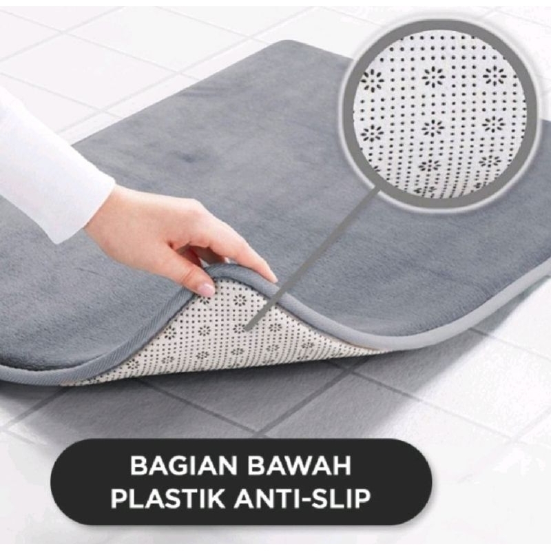 Keset Kaki Anti Slip / Keset Kamar Mandi Menyerap Air / Bahan Memory Foam Lembut