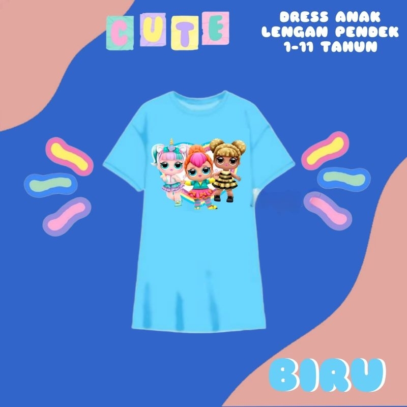 DRES/DASTER SANTAI ANAK PEREMPUAN 1-11 TAHUN BONEKA LUCU(LOL)