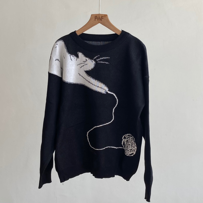 Cathrine Sweater Kucing / Baju Atasan Rajut Wanita Import