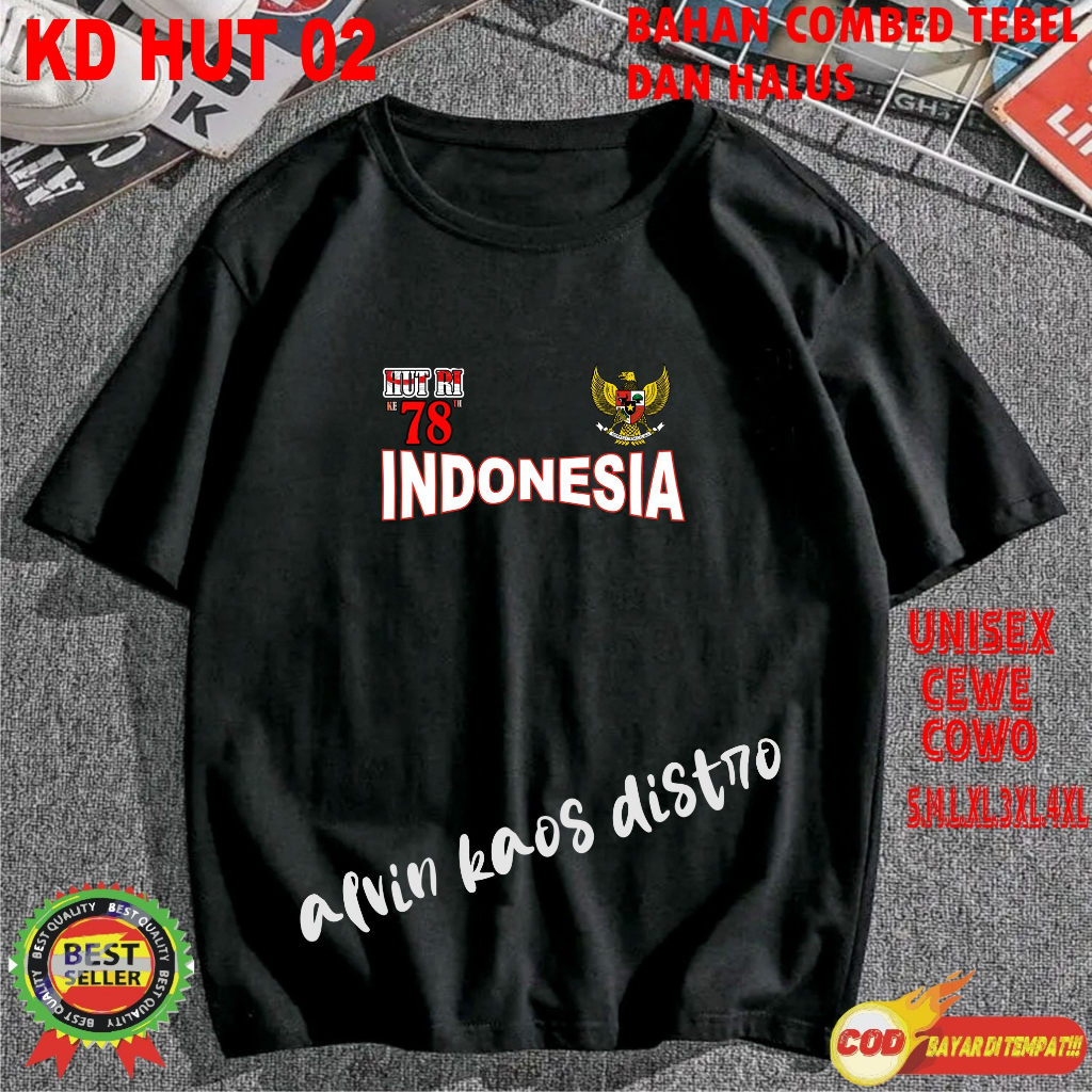 Beli 10 Pc Gratis 1 Pc Hut RI 78 Kaos Terlaris 17 Agustus 1945 78 Kemerdekaan Indonesia Kaos Merah Putih Hitam Kaos Cewek Cowok Anak003