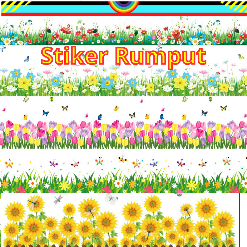 WALL STICKER STIKER SETIKER RUMPUT WALLSTIKER WALLSTICKER DINDING PAGAR LIS BORDER RUMPUT POHON BUNGA MATAHARI SUNFLOWER DEKORASI RUMAH RUANG MAKAN TAMU KAMAR WALSTIKER DEKOR DECOR TEMBOK KERAMIK KRAMIK DAPUR POT RAK SANGKAR BURUNG WALLPAPER DAUN