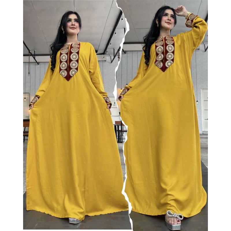 Daster arab Dlusia SHALIMAH Gamis Rayon Maxi Dress Big Size Original