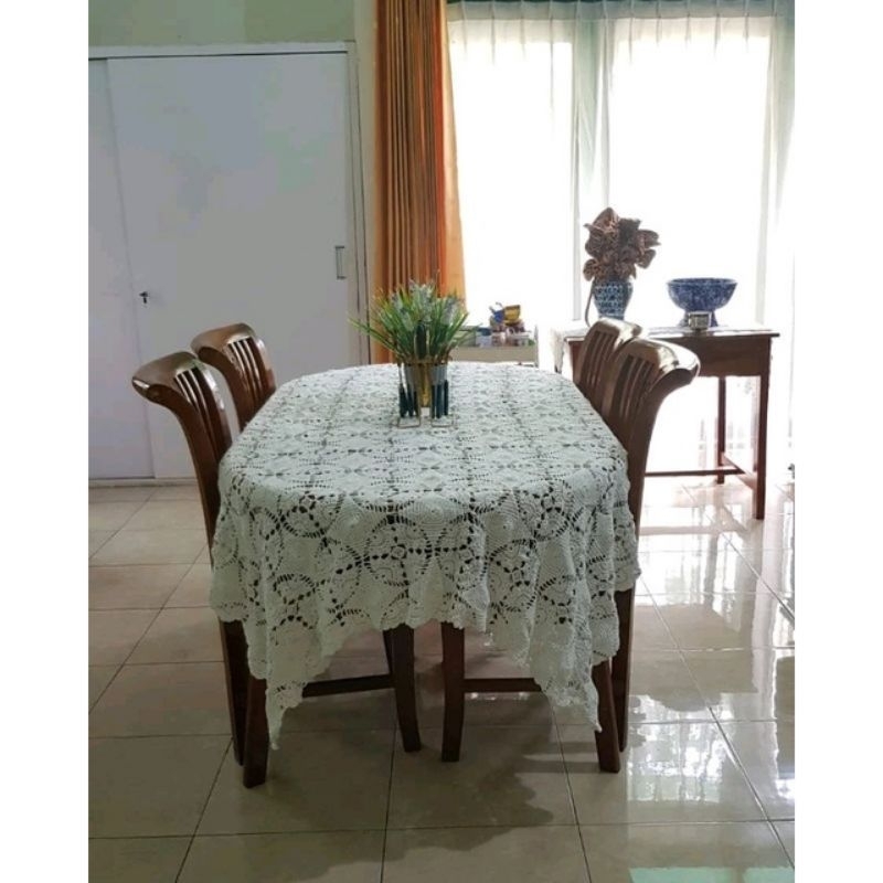 Taplak Meja Makan Rajutan / Taplak Meja Makan 4-6 Kursi Rajutan / Taplak Meja Rajut Oval / Taplak Me