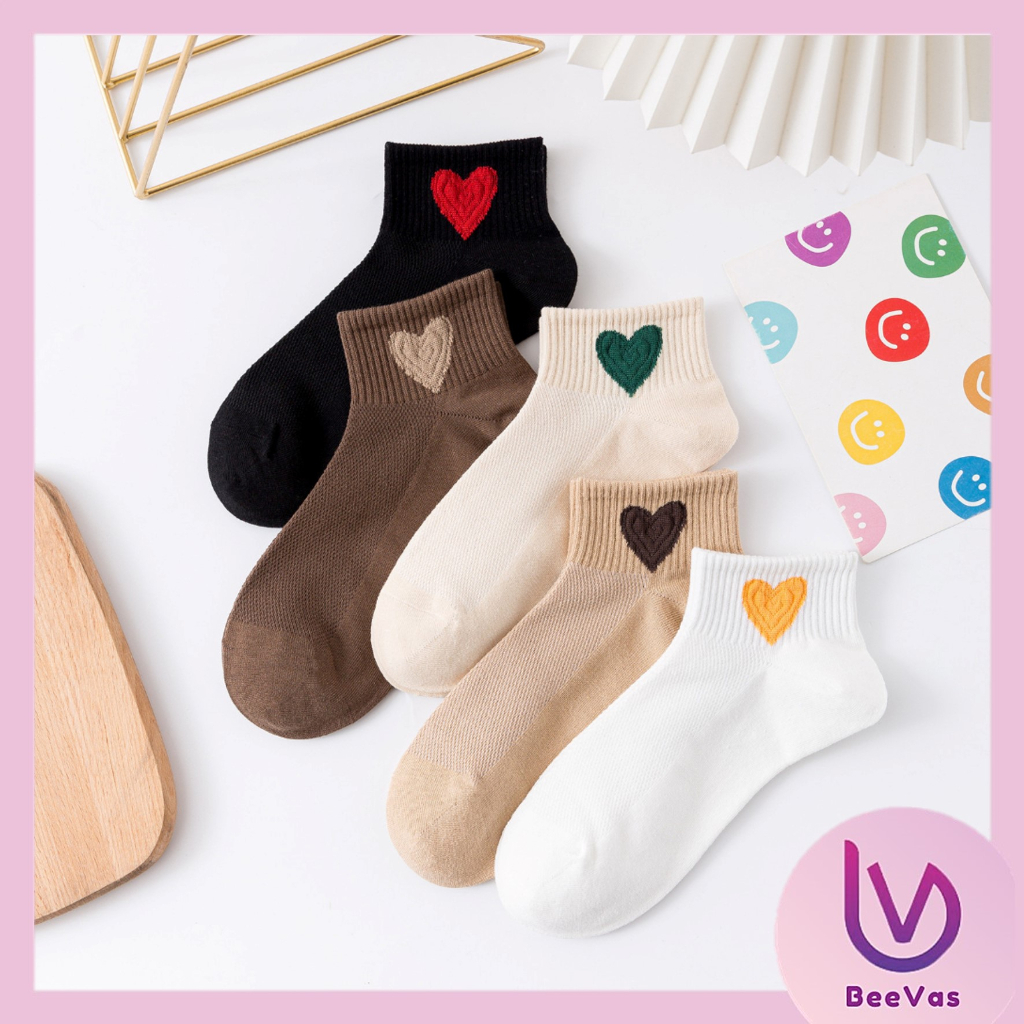 BV.ID KK1124 Kaos Kaki Pendek Semata Kaki Motif Love Fashion Korean Socks Import