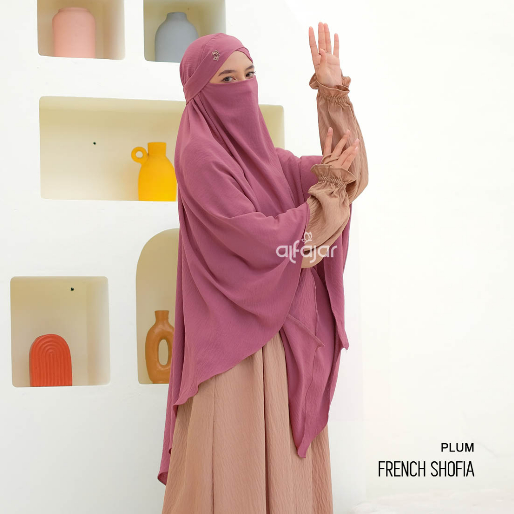 Jilbab Khimar Syari Muslimah French Shofia Crinkle Airflow by Alfajar Griya Muslim