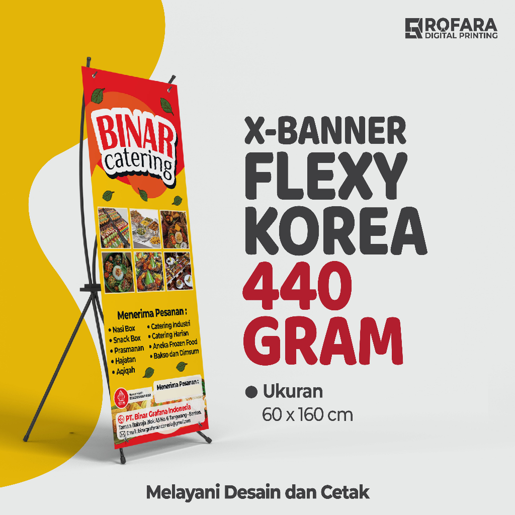 X Banner | Bahan Flexy Korea 440 gram - Ukuran 60 x 160 cm