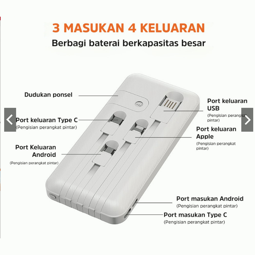 YUN Mall Powerbank 20000 mah 10000 mAh Power Bank Fast Charging Murah Mini LCD with Kabel Data Type C Micro USB BASIKE murah Kompatibel untuk xiaomi Samsung Oppo Vivo hp murah Realme Redmi infinix