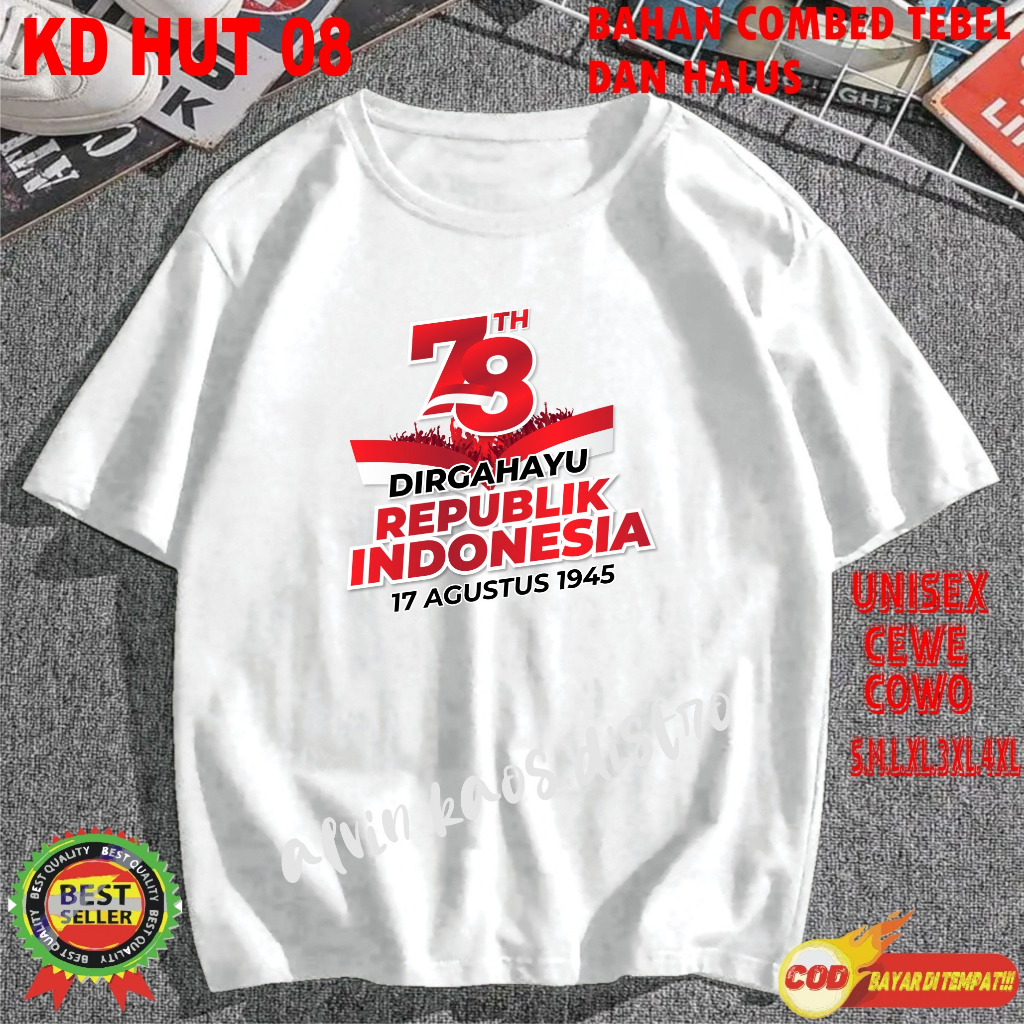 Beli 10 Pc Gratis 1 Pc Hut RI 78 Kaos Terlaris 17 Agustus 1945 78 Kemerdekaan Indonesia Kaos Merah Putih Hitam Kaos Cewek Cowok Anak004