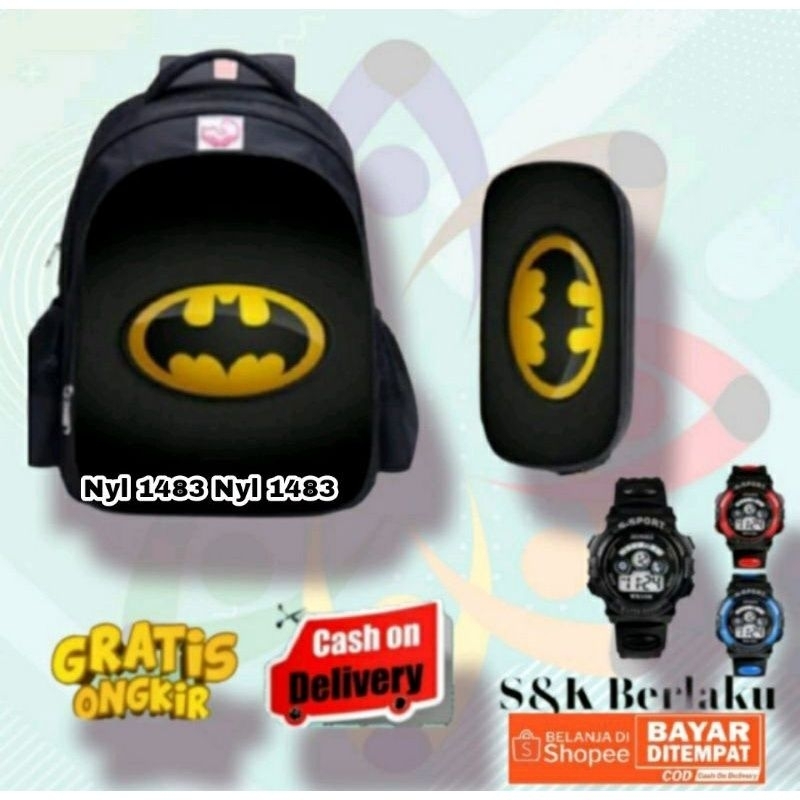 [ BISA COD ] Ransel Anak Tas Sekolah Anak Laki Laki Sd Motif Superhero Free jam tangan