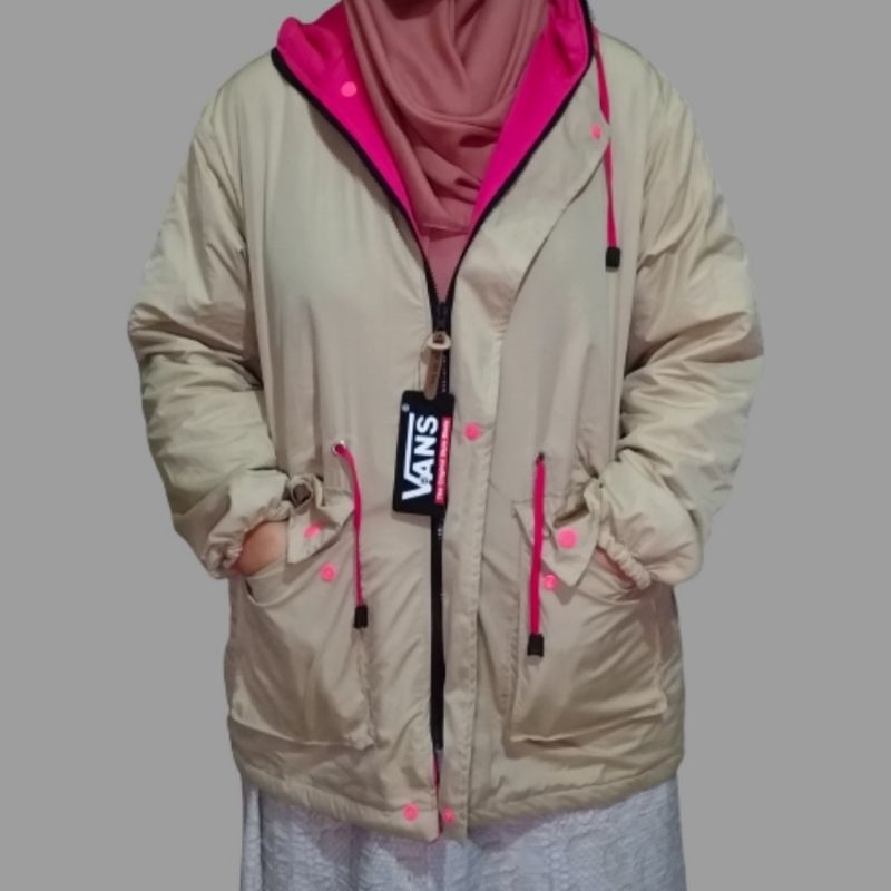 JAKET PARKA WANITA BOLAK BALIK 2IN1 TERMURAH BANYAK VARIASI WARNA