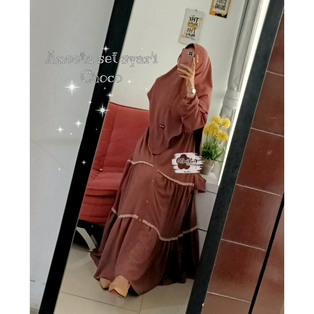 GAMIS SET ANEETA ORI ATHATA GAMIS CRINGKLE RENDA SUSUN KELILING TERBARU