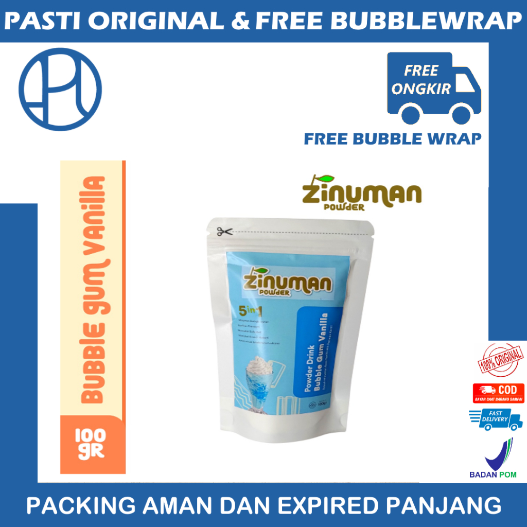ZINUMAN POWDER RASA BUBLE GUM VANILLA 500GR