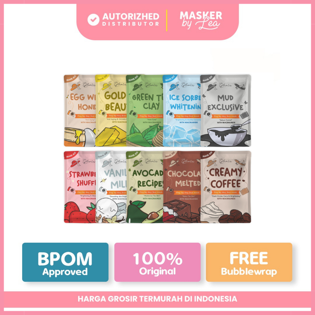 [CO1000] TRAVEL SIZE - Masker Wajah 10gram by Lea Gloria 10 Varian