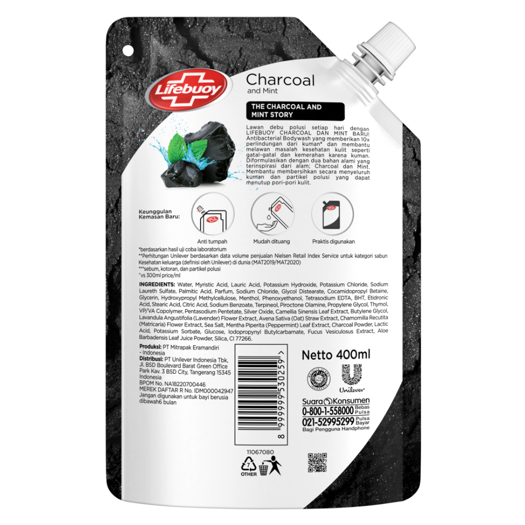 Lifebuoy Body Wash Refill Charcoal 400ml