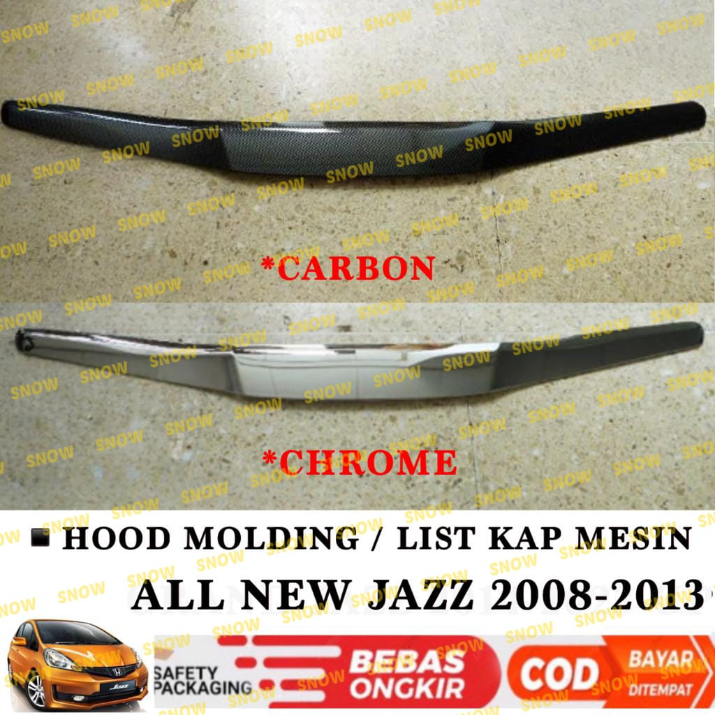 List Kap Mesin All New Jazz 2008 2011 2013 Hood Molding Cover Chrome Carbon