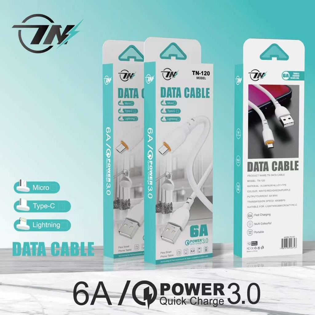 Kabel Data 6A 7A 10A Fast Charging 33W TN-120 cocokkan untuk Micro USB/Type-C kompatibel for samsung Vivo oppo mi realme dll