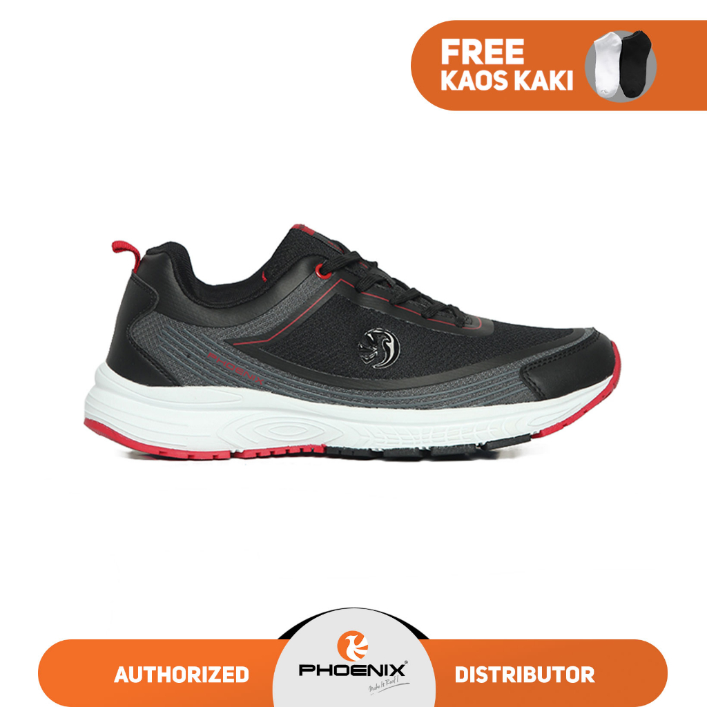 Phoenix Tritan Sepatu Running Pria - Black/Red