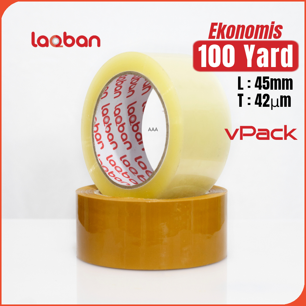 

vPack Lakban Bening Cokelat 100 Yard 45 mm Packing Adhesive Tape Perekat Ekonomis