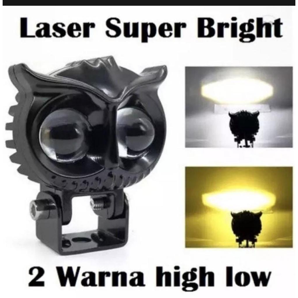 ( VIRAL ) - lampu tembak 2 mata burhan owl hig/low super bright 12watt warna universal semua motor