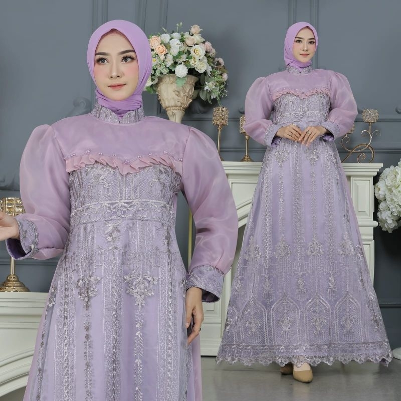 MAXY GRISELDA MUTIARA, ORGANZA VELVET, GAMIS HIJAB MUSLIM, MAXY DRESS