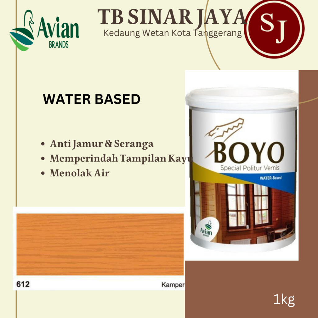 Avian Boyo Politur Cat Kayu BOYO WATER BASED 1KG - 612 KAMPER