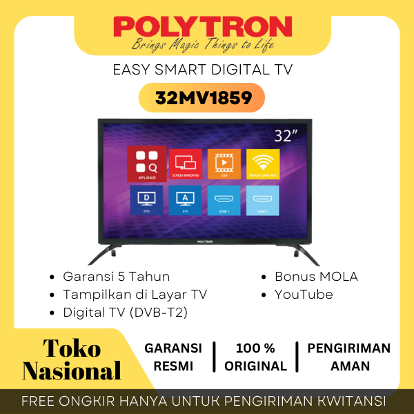 [cianjur] POLYTRON LED Smart TV PLD 32MV1859 32 Inch Easy Smart Digital GARANSI RESMI
