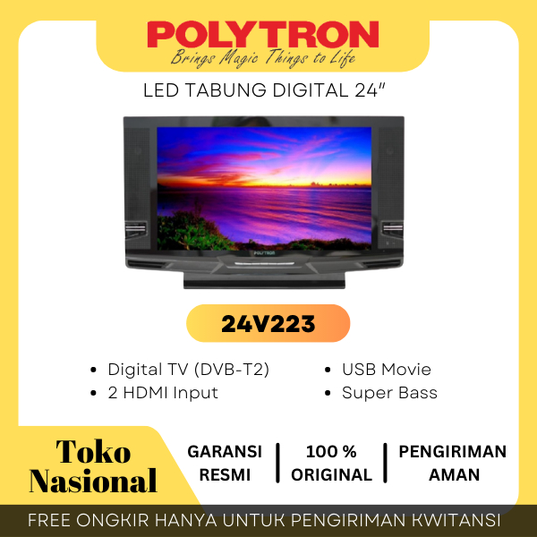 [CIANJUR] PROMO LED TV POLYTRON 24" 24V223 24 INCH USB MOVIE HD HDMI